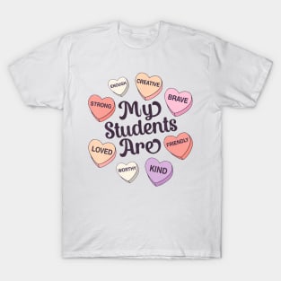 Teacher Valentines Day Positive Affirmations Candy Heart T-Shirt